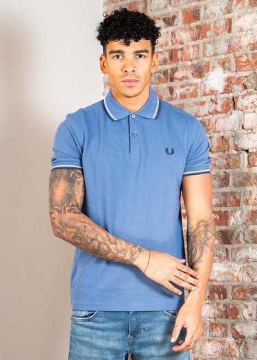 Fred Perry Polo's Twin tipped fred perry shirt - ace blue snow white tennis blue