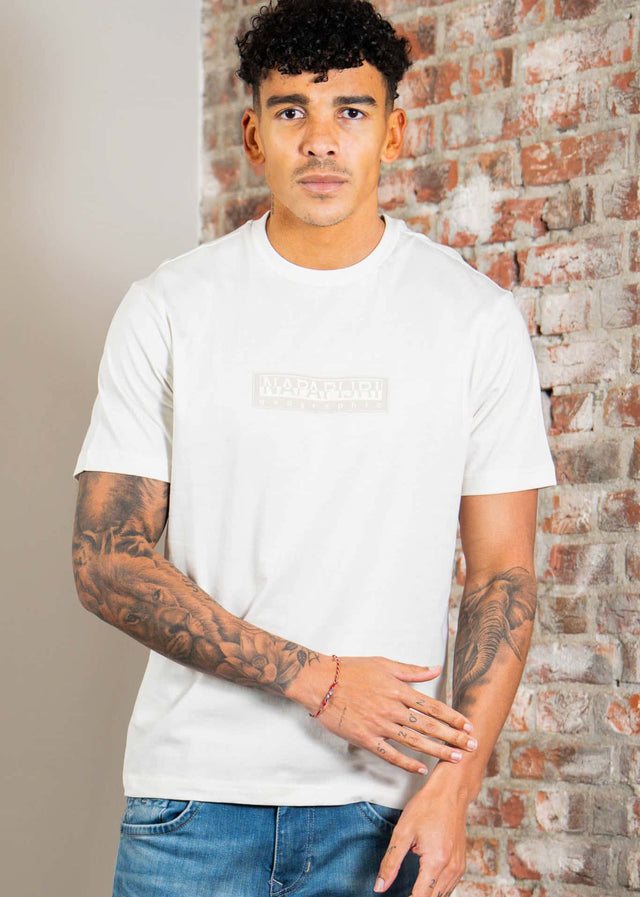 Napapijri T-shirts S box logo SS 1 - white whisper