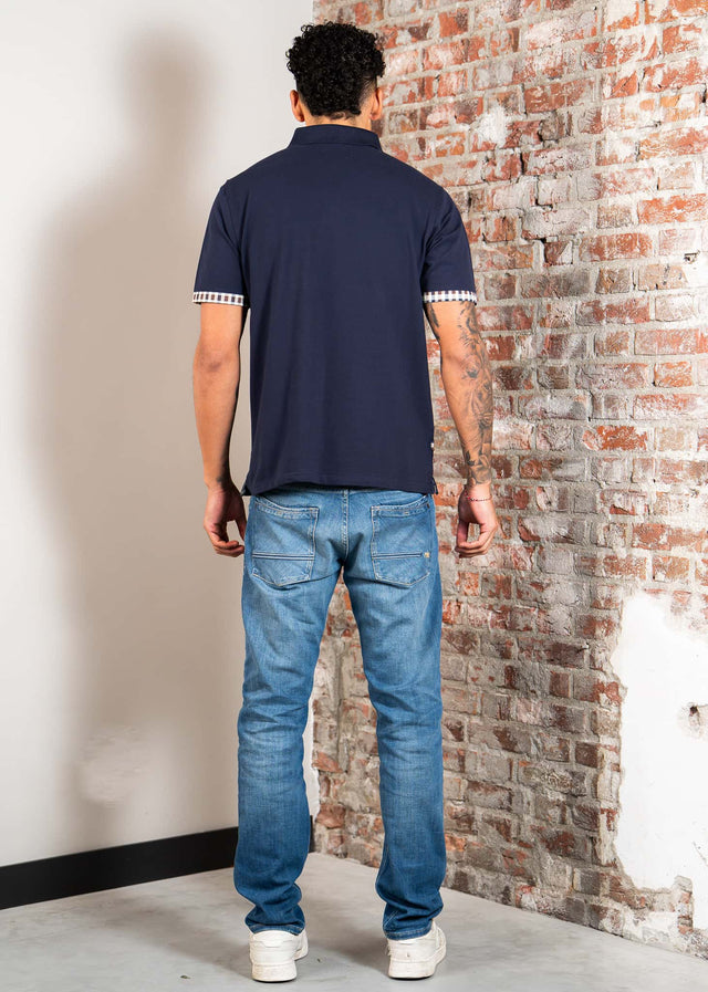 Aquascutum Polo's Cc stretch piqué sleeve polo - navy