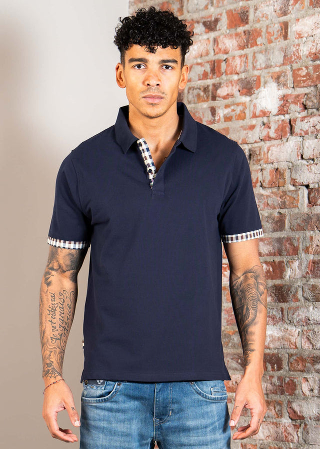 Aquascutum Polo's Cc stretch piqué sleeve polo - navy