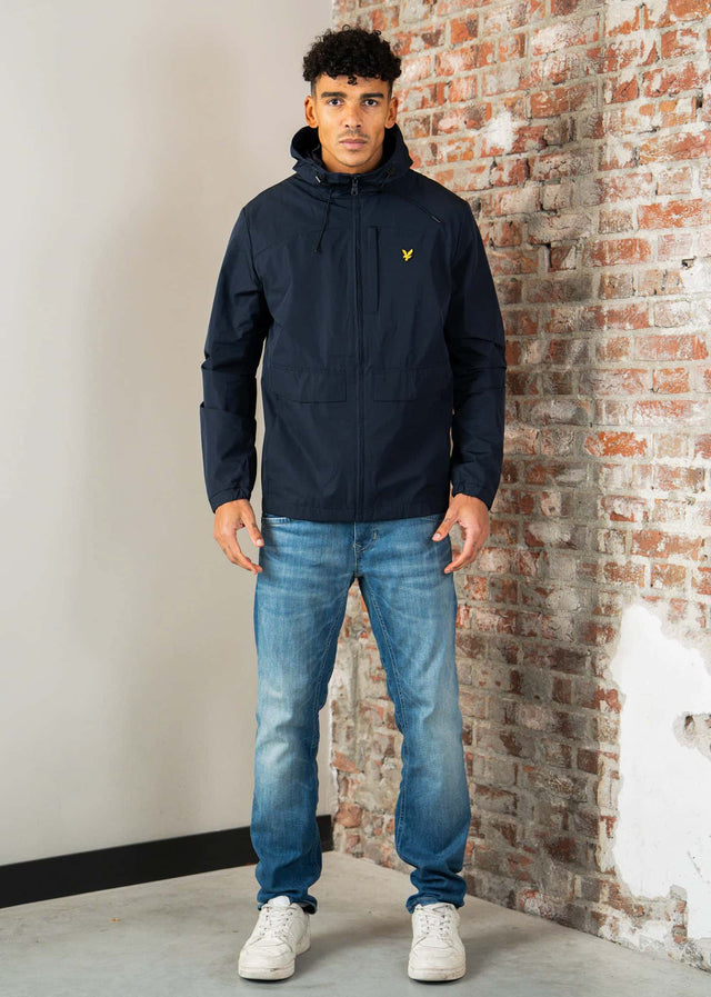 Lyle & Scott Jassen Lightweight hooded zip through jacket - dark navy