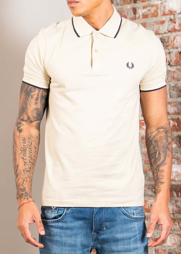 Fred Perry Polo's Twin tipped fred perry shirt - oatmeal snow white anchor grey