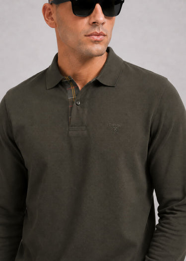 Barbour Polo's Barbour essential ls tartan pique polo shirt - forest