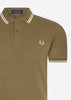 Fred Perry Polo's  Twin tipped Fred Perry shirt - shaded stone snow white ecru 