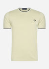 Fred Perry T-shirts  Twin tipped t-shirt - oatmeal ecru black 