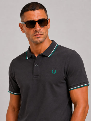 Twin tipped fred perry shirt - anchor grey light ice sport green