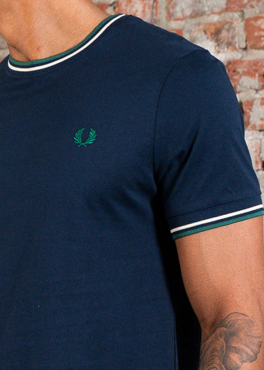Fred Perry T-shirts Twin tipped t-shirt - Dark Carbon Light Ecru Label Green