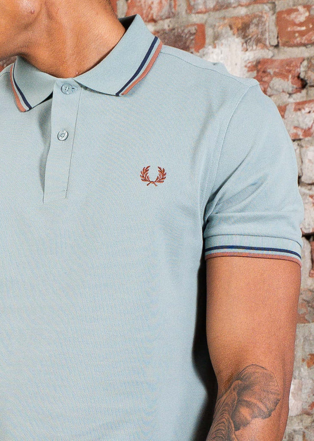 Fred Perry Polo's Twin tipped fred perry polo shirt- Silver Blue Tennis Blue Cinnamon