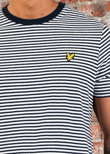 Lyle & Scott T-shirts Linen blend breton stripe t-shirt - dark navy white