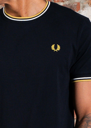 Fred Perry T-shirts Twin tipped t-shirt - navy ecru honeycomb
