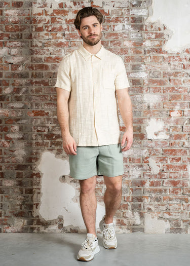 Farah Korte Broeken Redwald textured waffle short - grove green