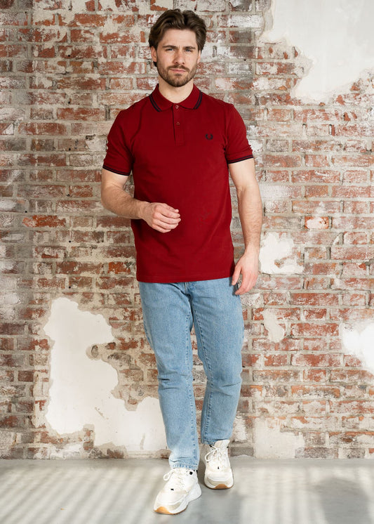 Fred Perry Polo's Twin tipped fred perry polo shirt- burnt red navy