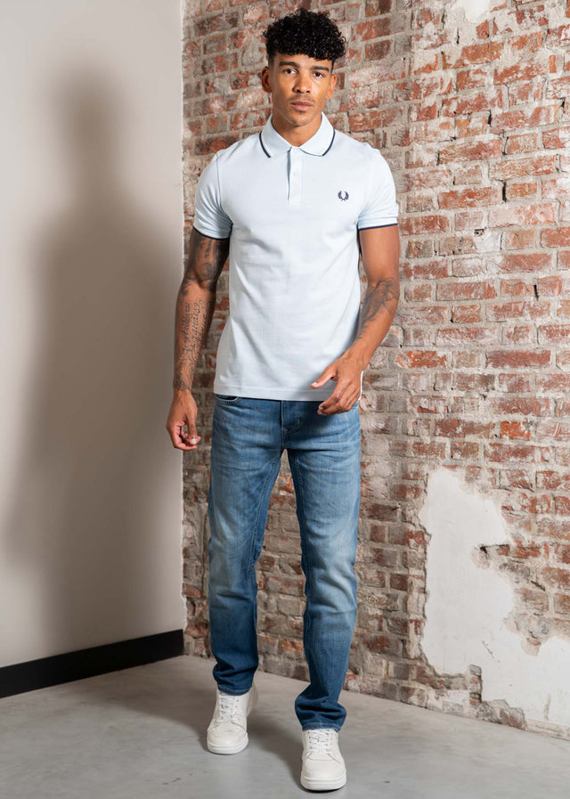 Fred Perry Polo's Twin tipped fred perry polo shirt-Light Ice Snow White Tennisblue