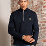 Fred Perry Truien Half zip sweat-shirt - navy ecru honeycomb