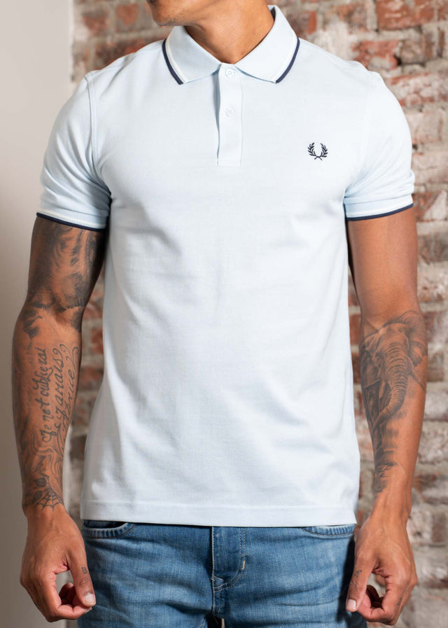 Fred Perry Polo's Twin tipped fred perry polo shirt-Light Ice Snow White Tennisblue