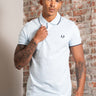 Fred Perry Polo's Twin tipped fred perry polo shirt-Light Ice Snow White Tennisblue