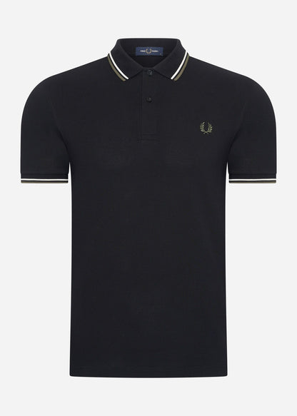 Fred Perry Polo's  Twin tipped fred perry shirt - black ecru laurel wreath green 