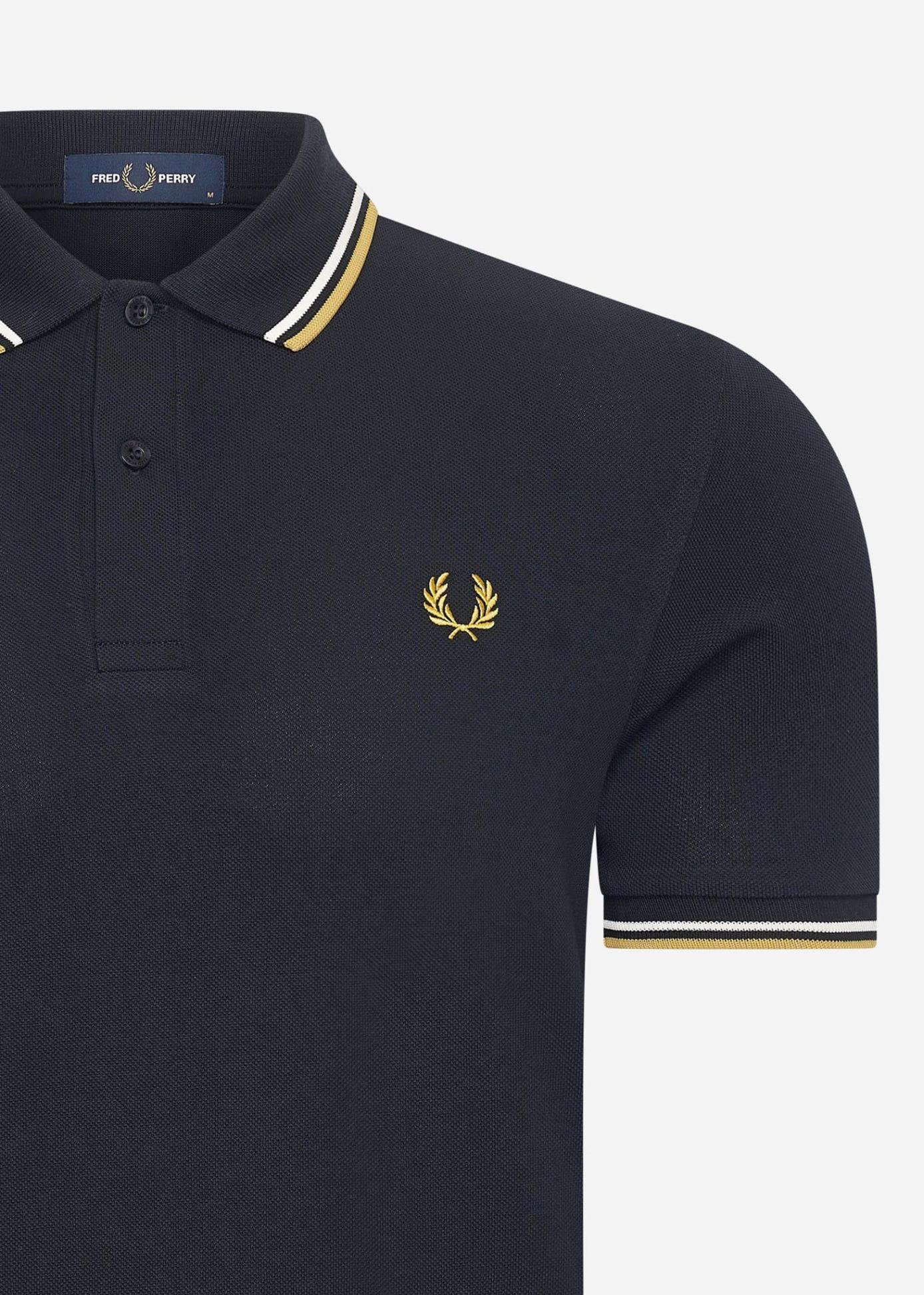 Fred Perry Polo's  Twin tipped fred perry shirt - navy ecru honeycomb 