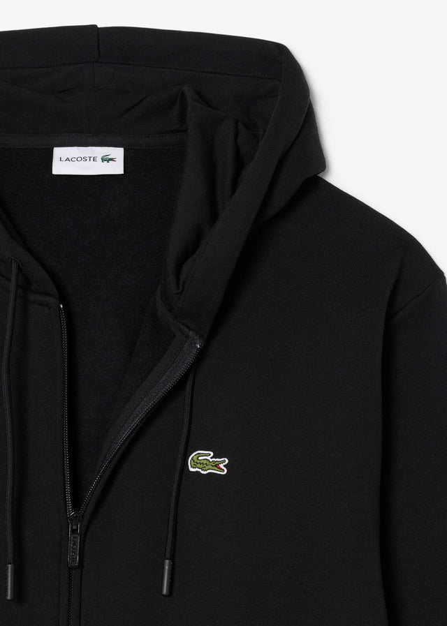 Lacoste Vesten Fleece zipped front hoodie - black