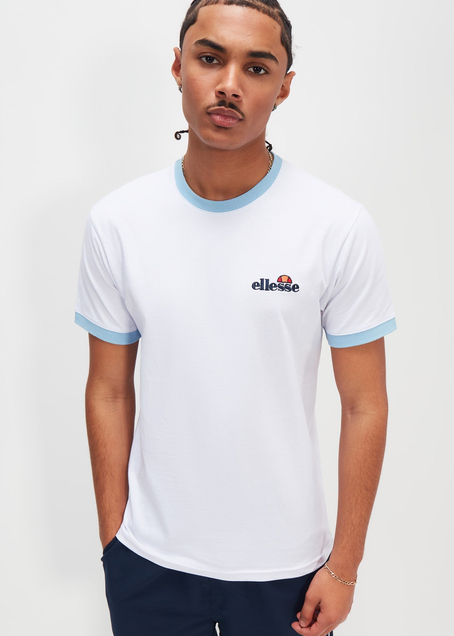 Ellesse T-shirts  Meduno tee - white light blue 