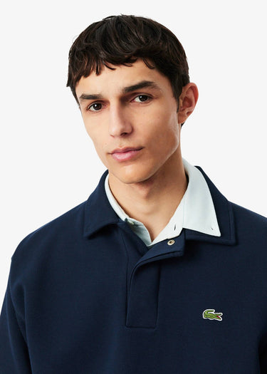 Lacoste Truien Polo collar double face pique sweatshirt - navy blue