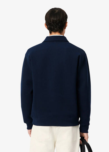 Lacoste Truien Polo collar double face pique sweatshirt - navy blue