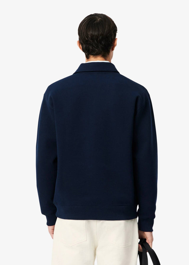 Lacoste Truien Polo collar double face pique sweatshirt - navy blue