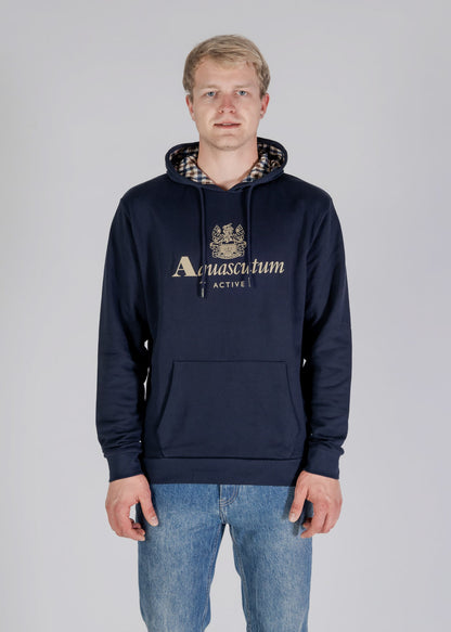 Aquascutum Hoodies Active big logo hoodie - navy