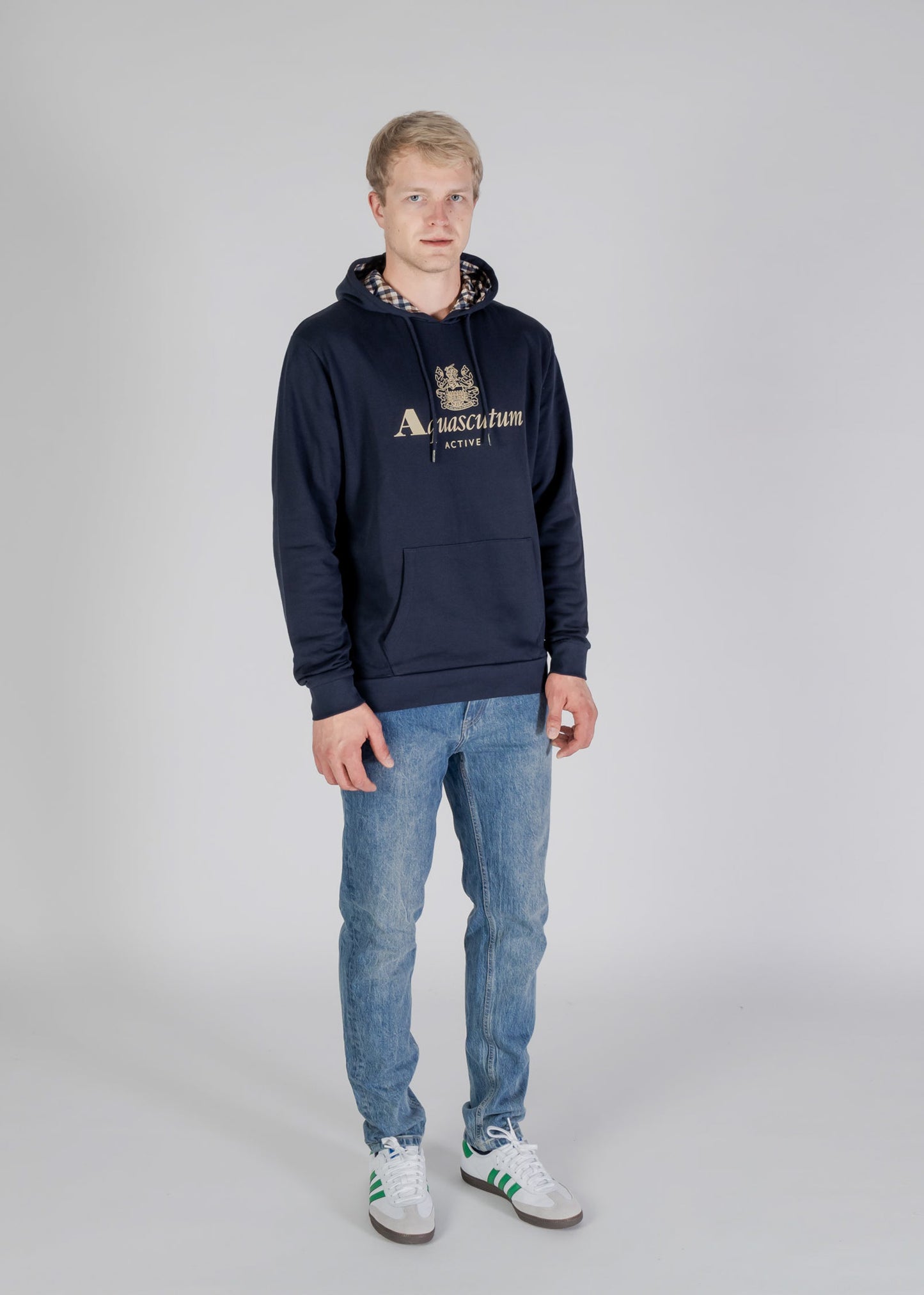 Aquascutum Hoodies Active big logo hoodie - navy