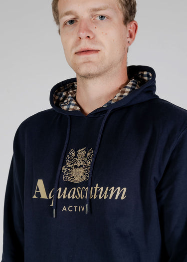 Aquascutum Hoodies Active big logo hoodie - navy