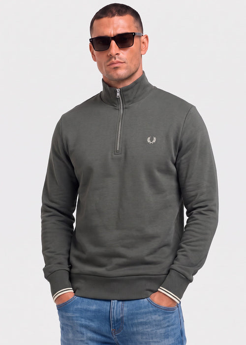 Half zip sweatshirt - field green oatmeal