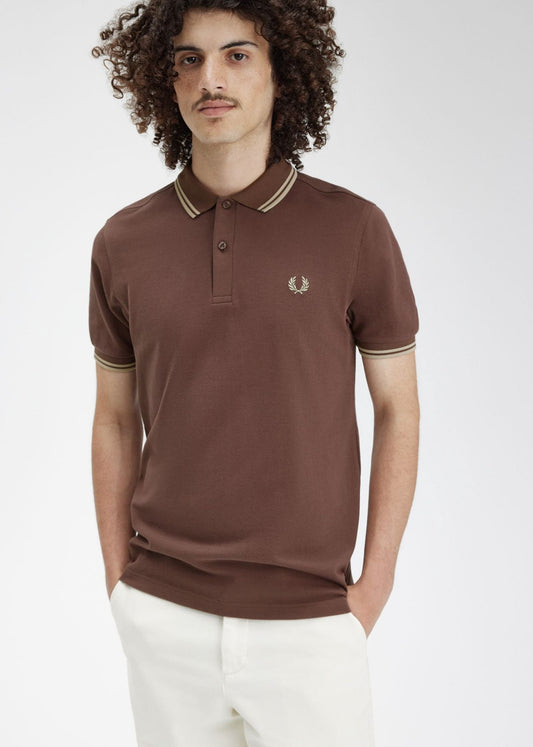 Fred Perry Polo's  Twin tipped fred perry shirt - brick warm grey 
