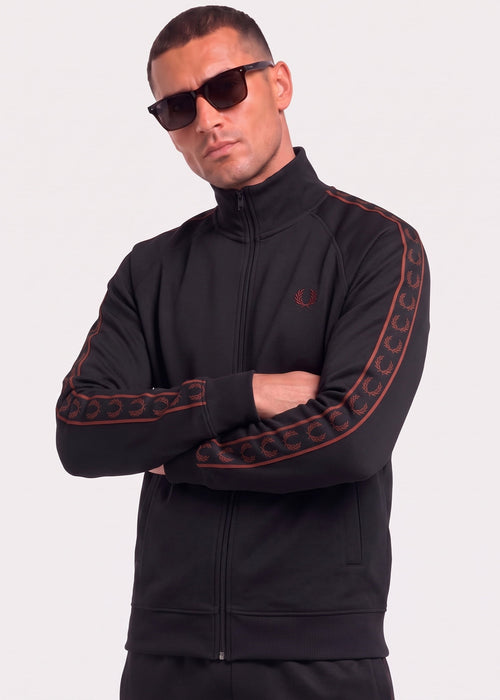 Contrast tape track jacket - black