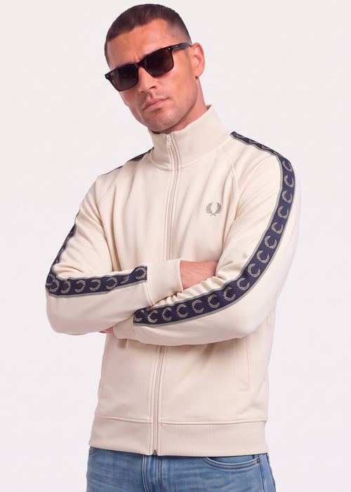 Contrast tape track jacket - ecru