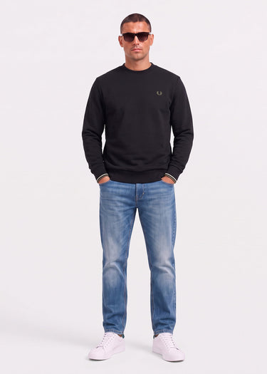 Fred Perry Truien Crew neck sweatshirt - black ecru laurel wreath green
