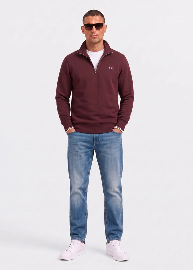 Fred Perry Truien Half zip sweatshirt - oxblood ecru