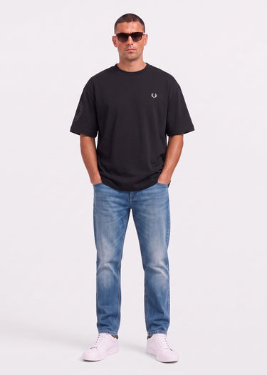 Fred Perry T-shirts Reflective laurel wreath t-shirt logo on side - black
