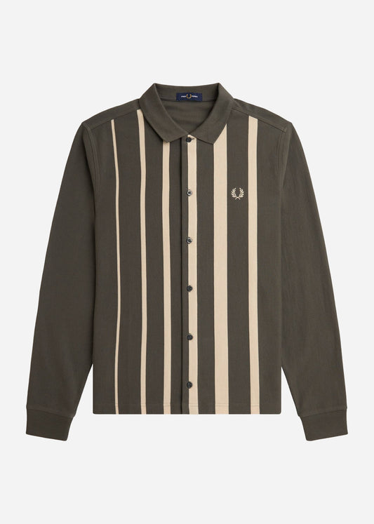 Fred Perry Longsleeve Polo's  Gradient stripe ls polo shirt - field green 
