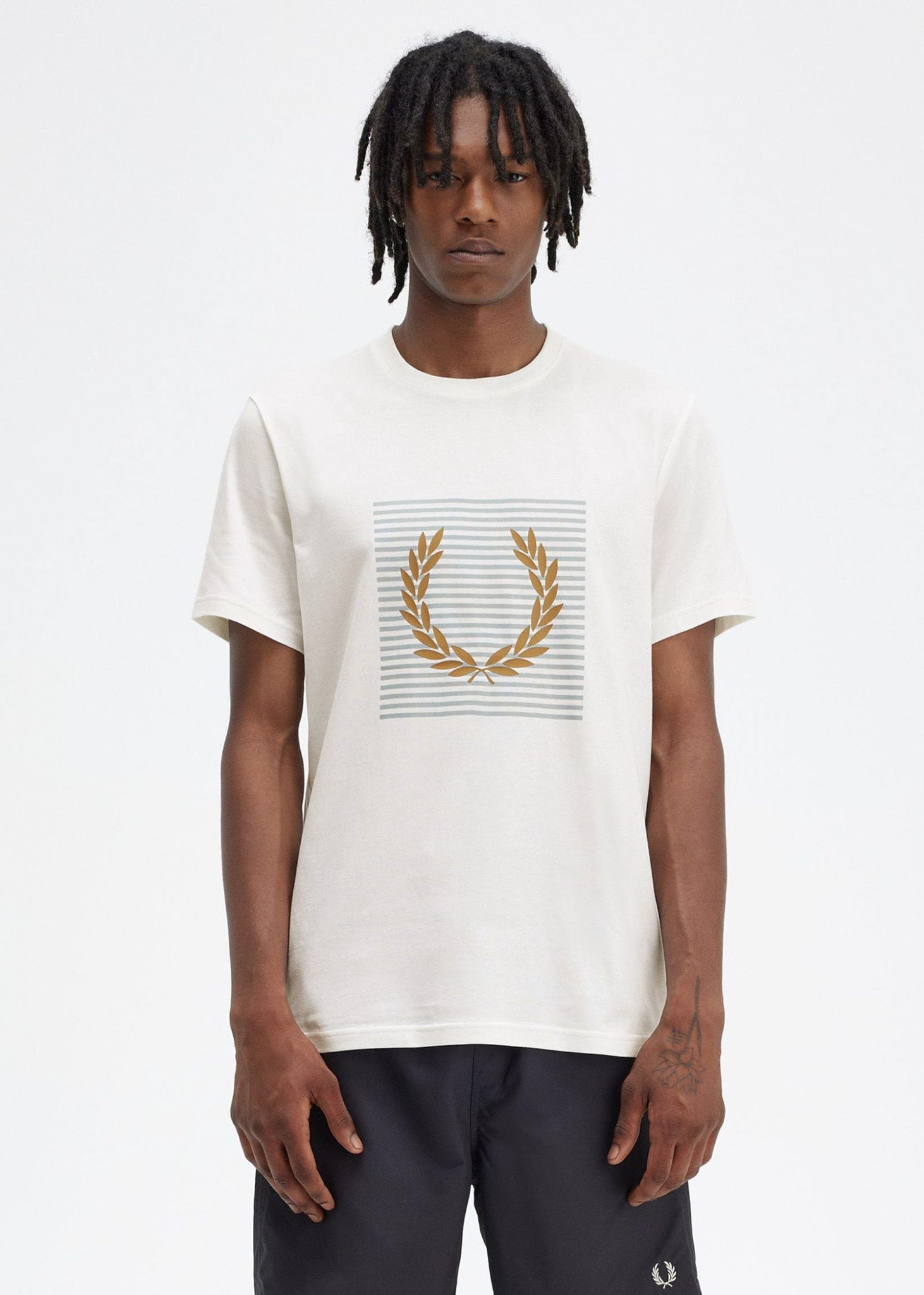 Fred Perry T-shirts  Striped laurel wreath t-shirt - snow white 