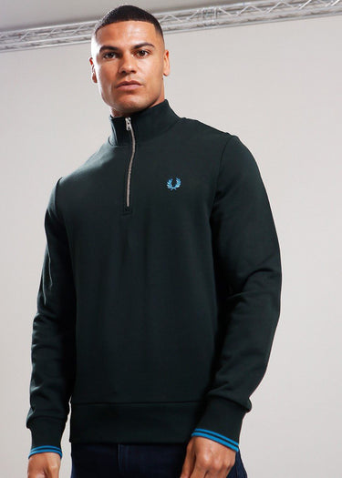 Fred Perry Truien Half zip sweatshirt - night green runaway bay ocean