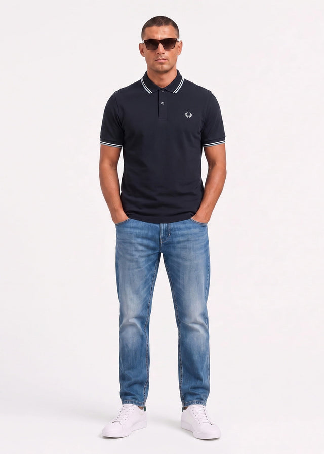 Fred Perry Polo's Twin tipped polo - navy ecru silver blue