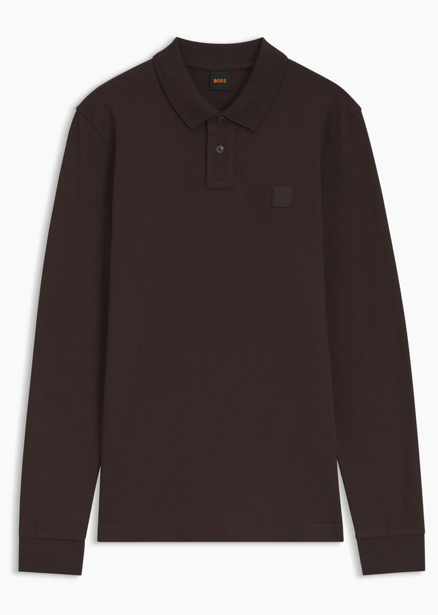 Hugo Boss Longsleeve Polo's Passerby - dark brown