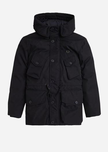 Fred Perry Jassen Patch pocket puffer jacket - black