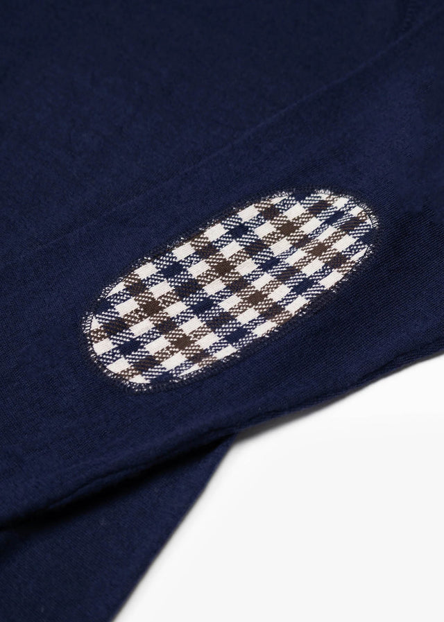 Aquascutum Truien Extrafine merino wool patches knit - navy