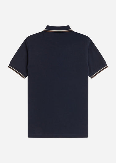 Fred Perry Polo's Twin tipped fred perry shirt - Navy Wheat Brown Tobacco