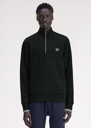 Fred Perry Truien Half zip sweatshirt - night green snow white