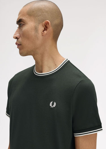 Fred Perry T-shirts Twin tipped t-shirt - night green snow white