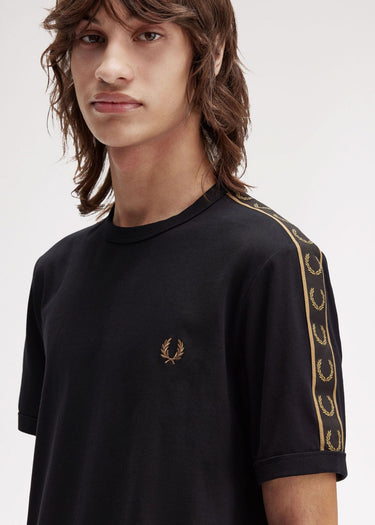 Fred Perry T-shirts Contrast tape ringer t-shirt - black shaded stone