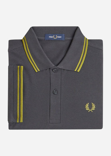 Fred Perry Polo's Twin tipped fred perry shirt - Anchor Grey Tennis Ball Yellow