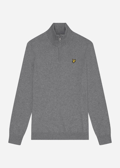 Lyle & Scott Truien  Cotton merino quarter zip jumper - mid grey marl 